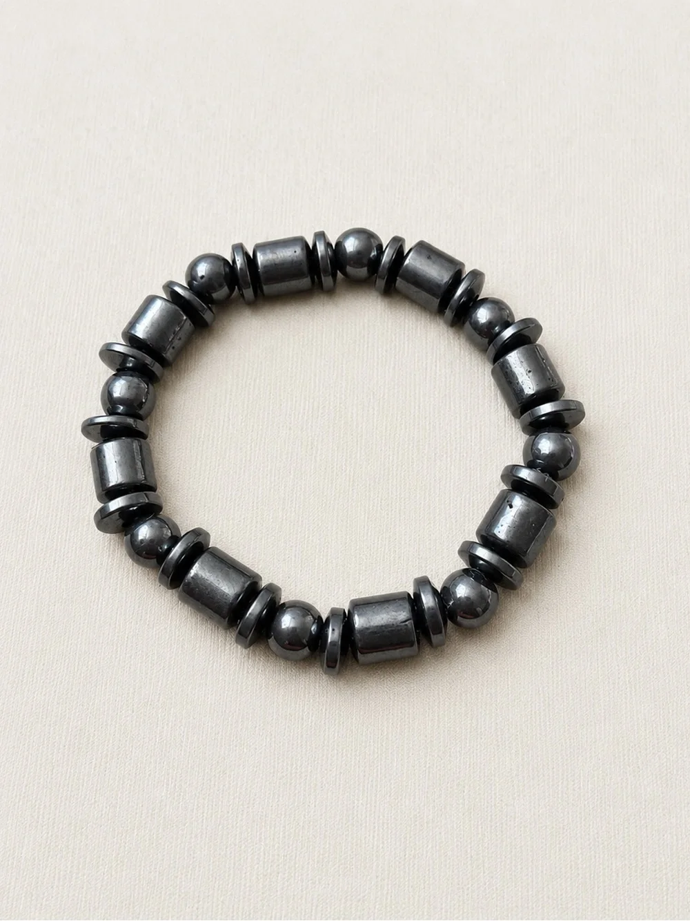 Magnetic Hematite-Style Beaded Stretch Bracelet – Unisex (made of real magnet)